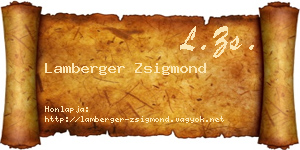Lamberger Zsigmond névjegykártya